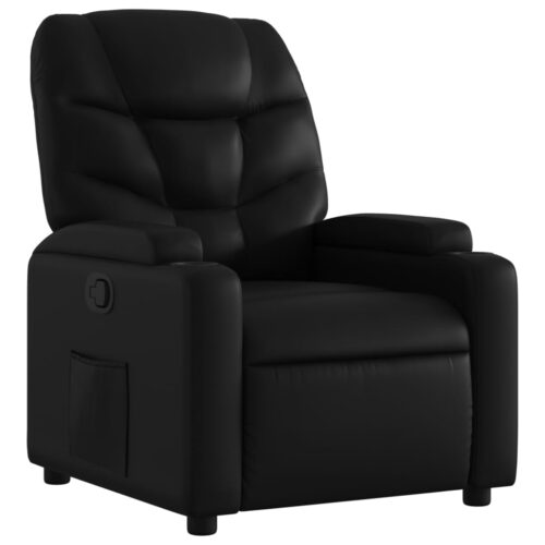 Faux Leather Recliner Chair Lounge Sofa Movie TV Couch Armchair Black - Image 2