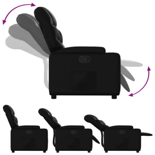 Faux Leather Recliner Chair Lounge Sofa Movie TV Couch Armchair Black - Image 4
