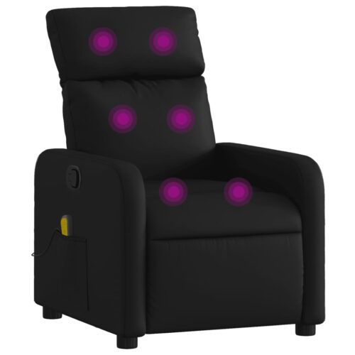 Massage Recliner Chair Black Faux Leather - Image 2