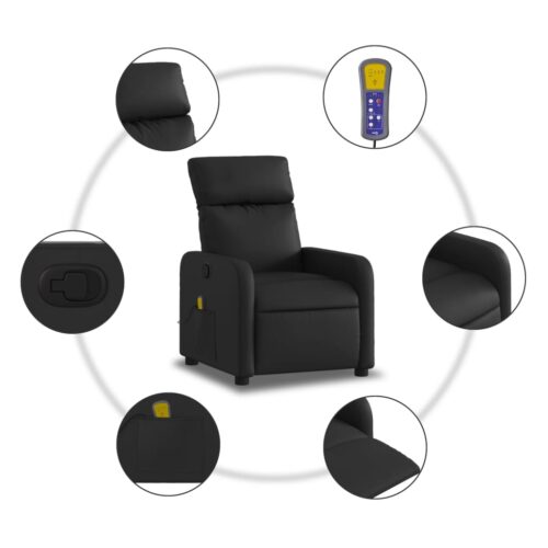 Massage Recliner Chair Black Faux Leather - Image 6
