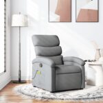 Massage Recliner Chair Grey Fabric
