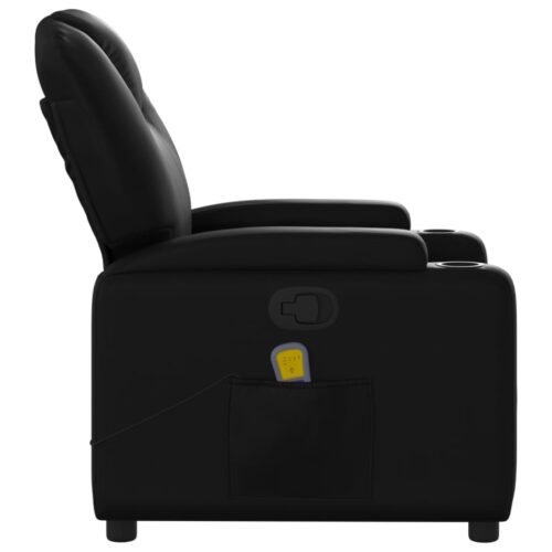 Massage Recliner Chair Black Faux Leather - Image 8