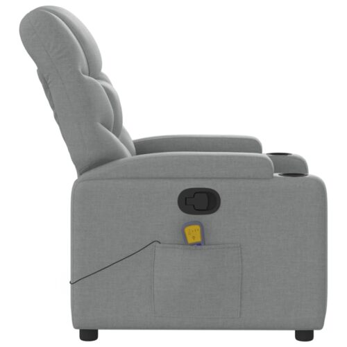Massage Recliner Chair Light Grey Fabric - Image 8