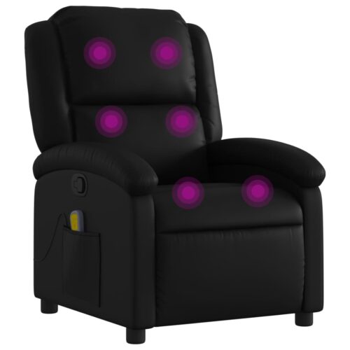 Massage Recliner Chair Black Faux Leather - Image 2