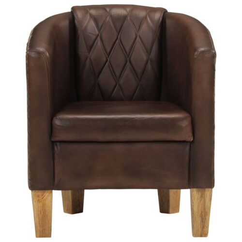 Tub Chair Light Brown Real Leather - Image 2