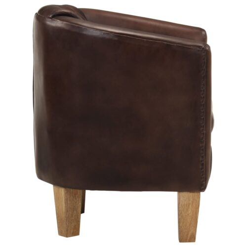Tub Chair Light Brown Real Leather - Image 3