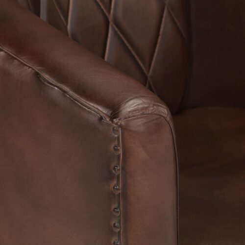 Tub Chair Light Brown Real Leather - Image 5