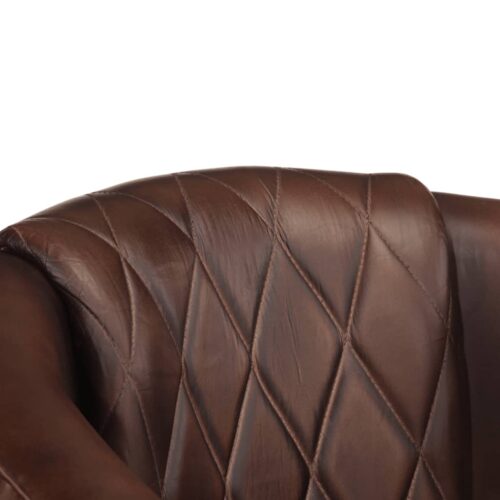 Tub Chair Light Brown Real Leather - Image 6