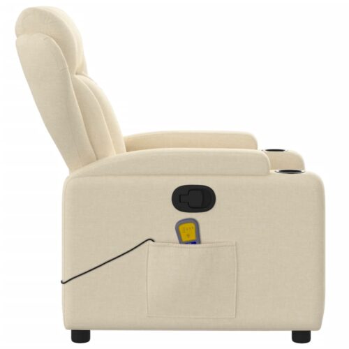 Massage Recliner Chair Cream Fabric - Image 8
