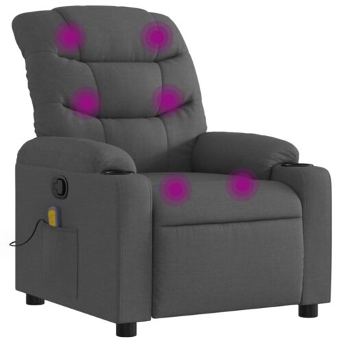 Massage Recliner Chair Dark Grey Fabric - Image 2