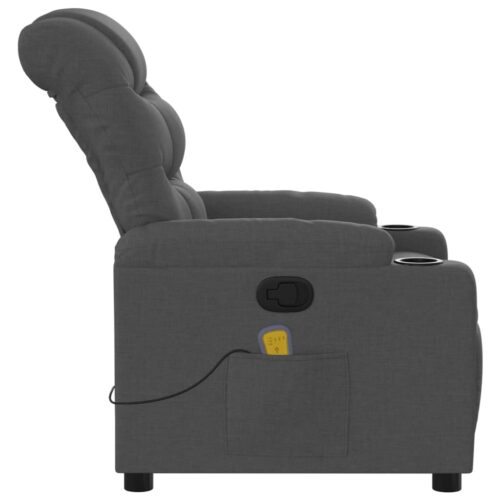 Massage Recliner Chair Dark Grey Fabric - Image 8
