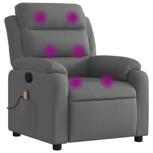 Massage Recliner Chair Dark Grey Fabric - Image 2