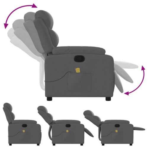 Massage Recliner Chair Dark Grey Fabric - Image 5