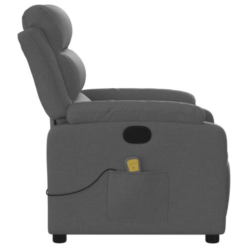 Massage Recliner Chair Dark Grey Fabric - Image 8