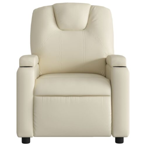 Massage Recliner Chair Cream Faux Leather - Image 7