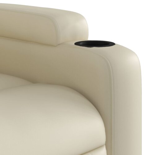 Massage Recliner Chair Cream Faux Leather - Image 9