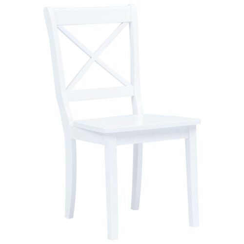 Dining Chairs 4pcs White Solid Rubber Wood