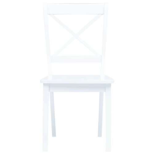 Dining Chairs 4pcs White Solid Rubber Wood - Image 3