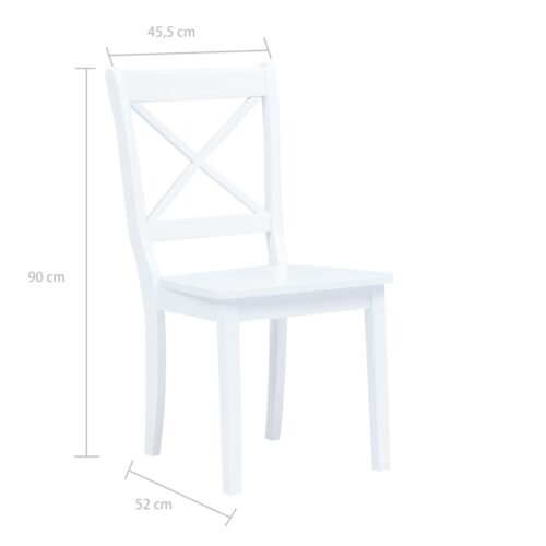 Dining Chairs 4pcs White Solid Rubber Wood - Image 7