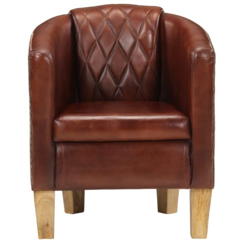 Tub Chair Brown Real Leather - Image 2