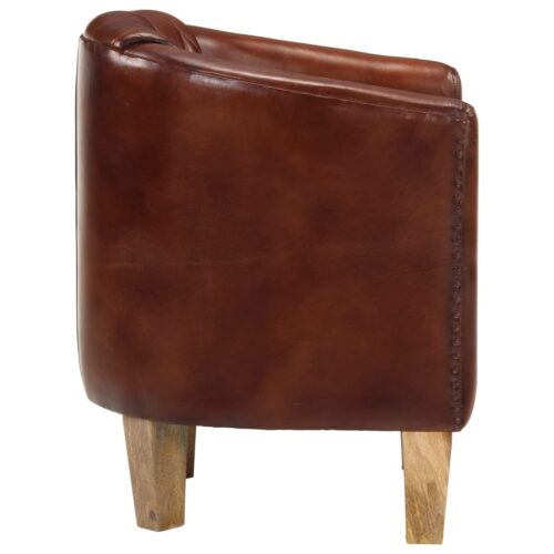 Tub Chair Brown Real Leather - Image 3