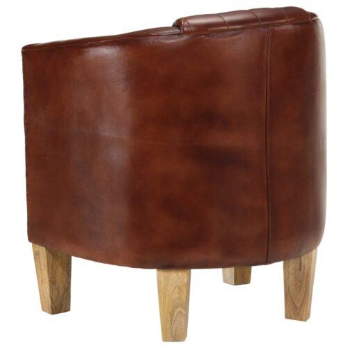 Tub Chair Brown Real Leather - Image 4