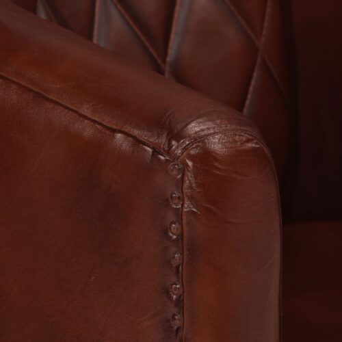 Tub Chair Brown Real Leather - Image 5