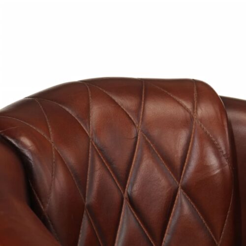 Tub Chair Brown Real Leather - Image 6