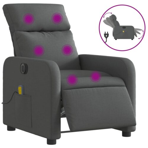 Electric Massage Recliner Chair Dark Grey Fabric - Image 2
