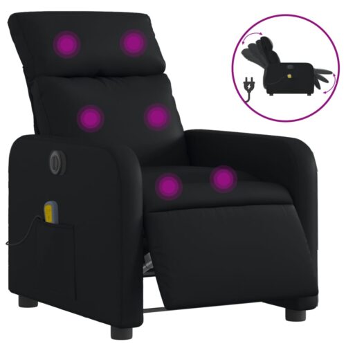 Electric Massage Recliner Chair Black Faux Leather - Image 2