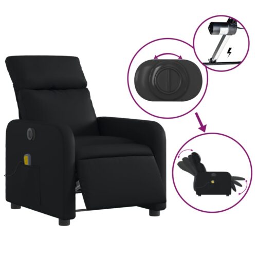 Electric Massage Recliner Chair Black Faux Leather - Image 5