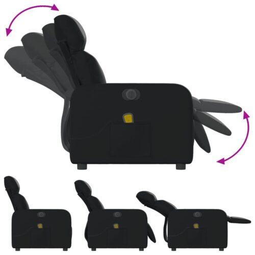 Electric Massage Recliner Chair Black Faux Leather - Image 6