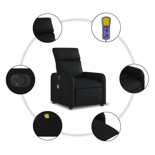 Electric Massage Recliner Chair Black Faux Leather - Image 7