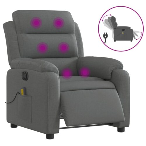 Electric Massage Recliner Chair Dark Grey Fabric - Image 2