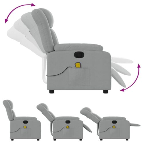 Electric Massage Recliner Chair Light Grey Fabric - Image 6