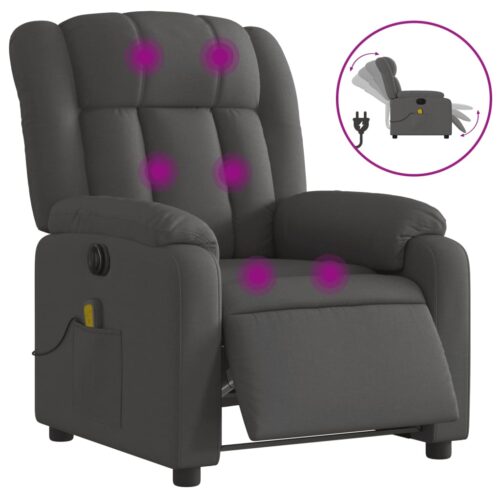 Electric Massage Recliner Chair Dark Grey Fabric - Image 2