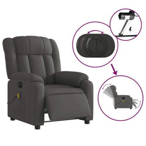Electric Massage Recliner Chair Dark Grey Fabric - Image 5