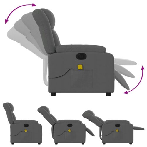 Electric Massage Recliner Chair Dark Grey Fabric - Image 6