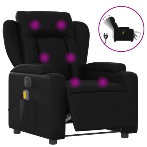 Electric Massage Recliner Chair Black Faux Leather - Image 2
