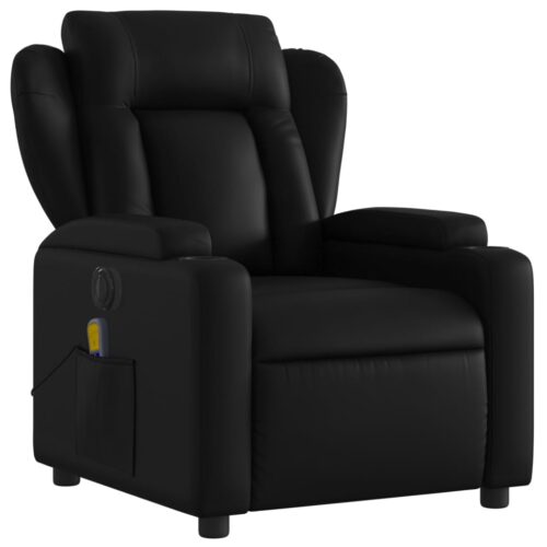 Electric Massage Recliner Chair Black Faux Leather - Image 3