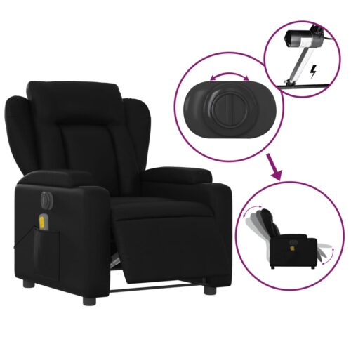 Electric Massage Recliner Chair Black Faux Leather - Image 5