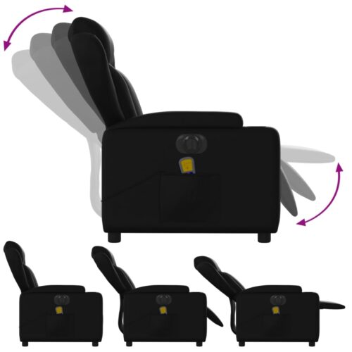 Electric Massage Recliner Chair Black Faux Leather - Image 6