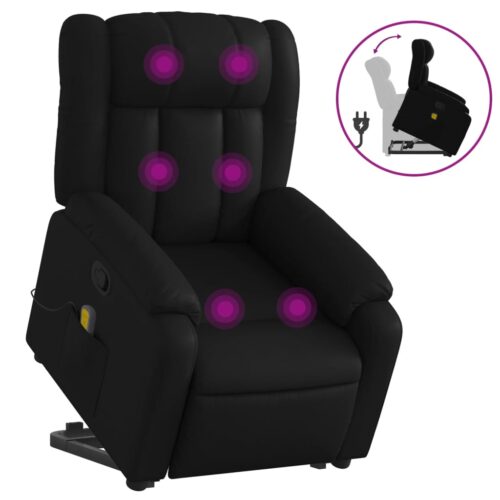 Electric Massage Recliner Chair Black Faux Leather - Image 2
