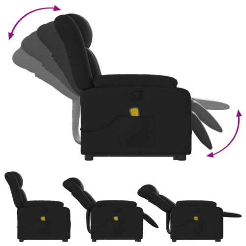 Electric Massage Recliner Chair Black Faux Leather - Image 6