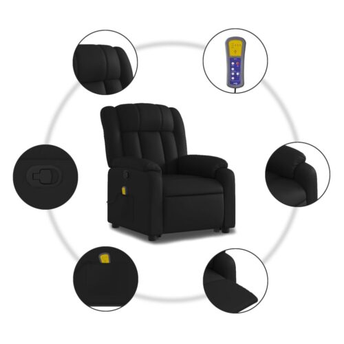 Electric Massage Recliner Chair Black Faux Leather - Image 7