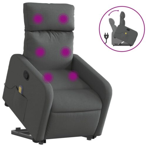 Stand up Massage Recliner Chair Dark Grey Fabric - Image 2