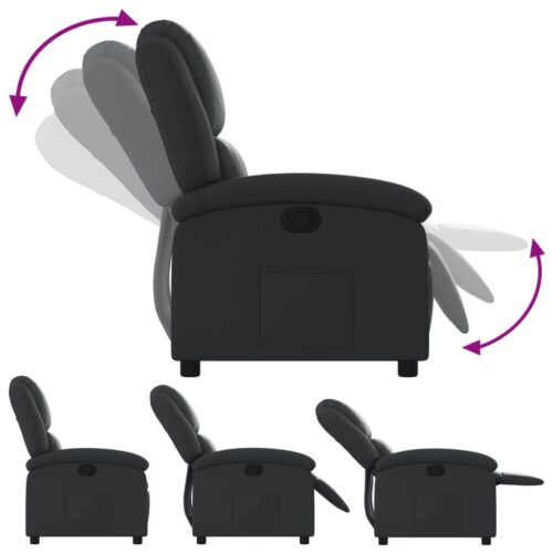 Recliner Chair Black Real Leather - Image 4