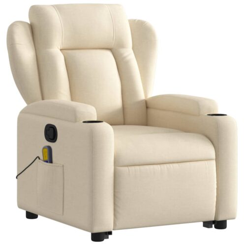Stand up Massage Recliner Chair Cream Fabric - Image 3
