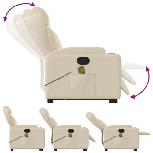 Stand up Massage Recliner Chair Cream Fabric - Image 6