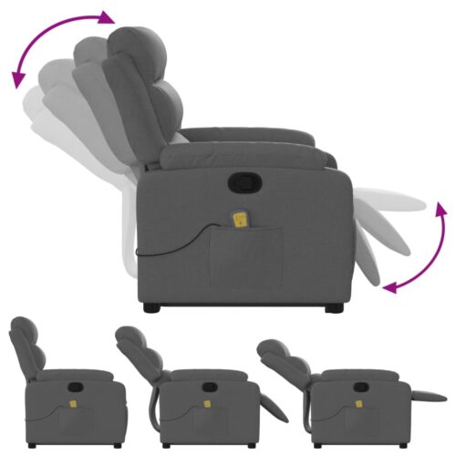 Stand up Massage Recliner Chair Dark Grey Fabric - Image 6
